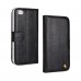 iPhone SE 5 5s - Top Quality Genuine Leather 2 in 1 Detachable Magnetic Flip Wallet Protective Phone Cover Case - Black